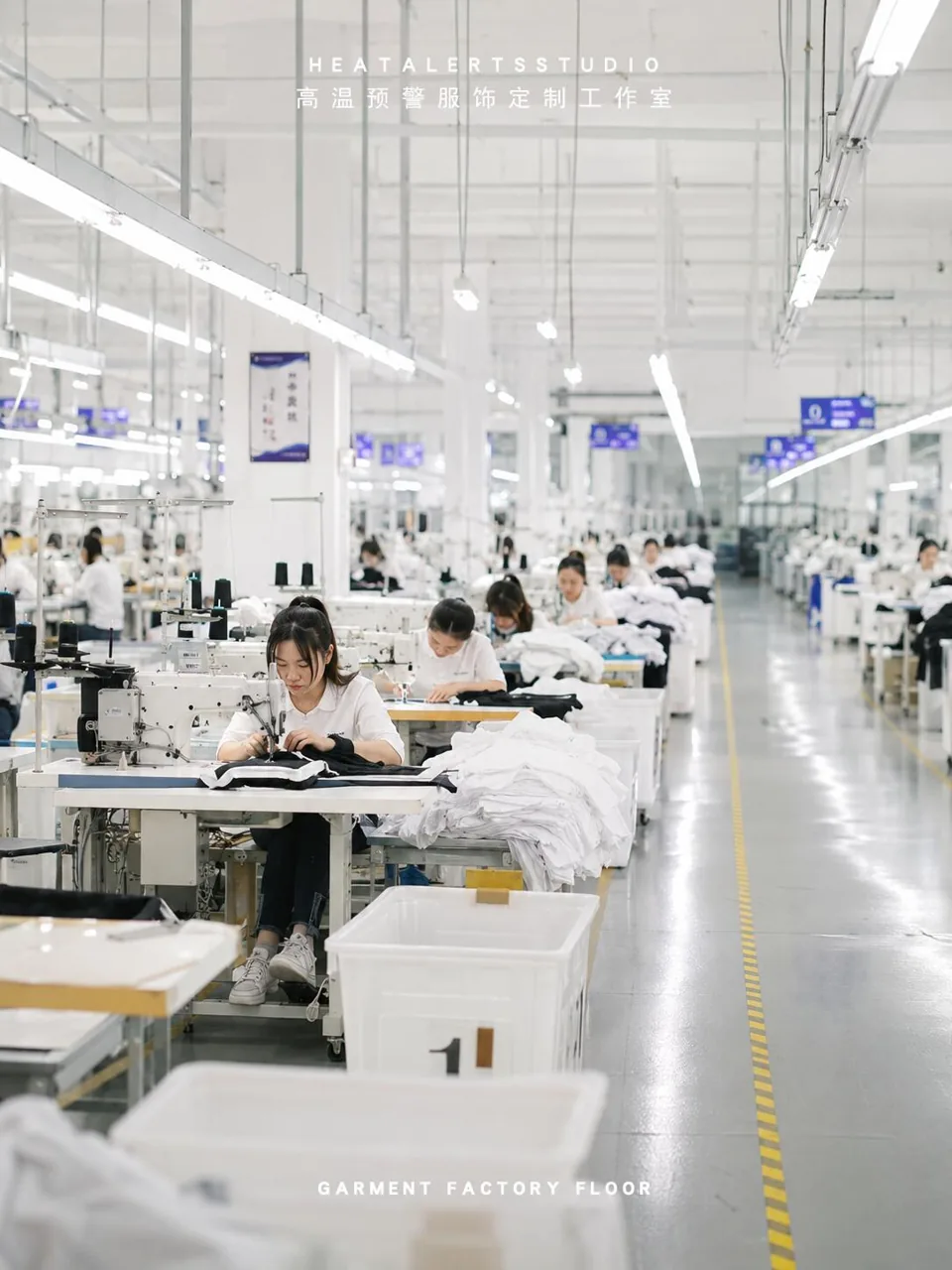 Factory team and work area
